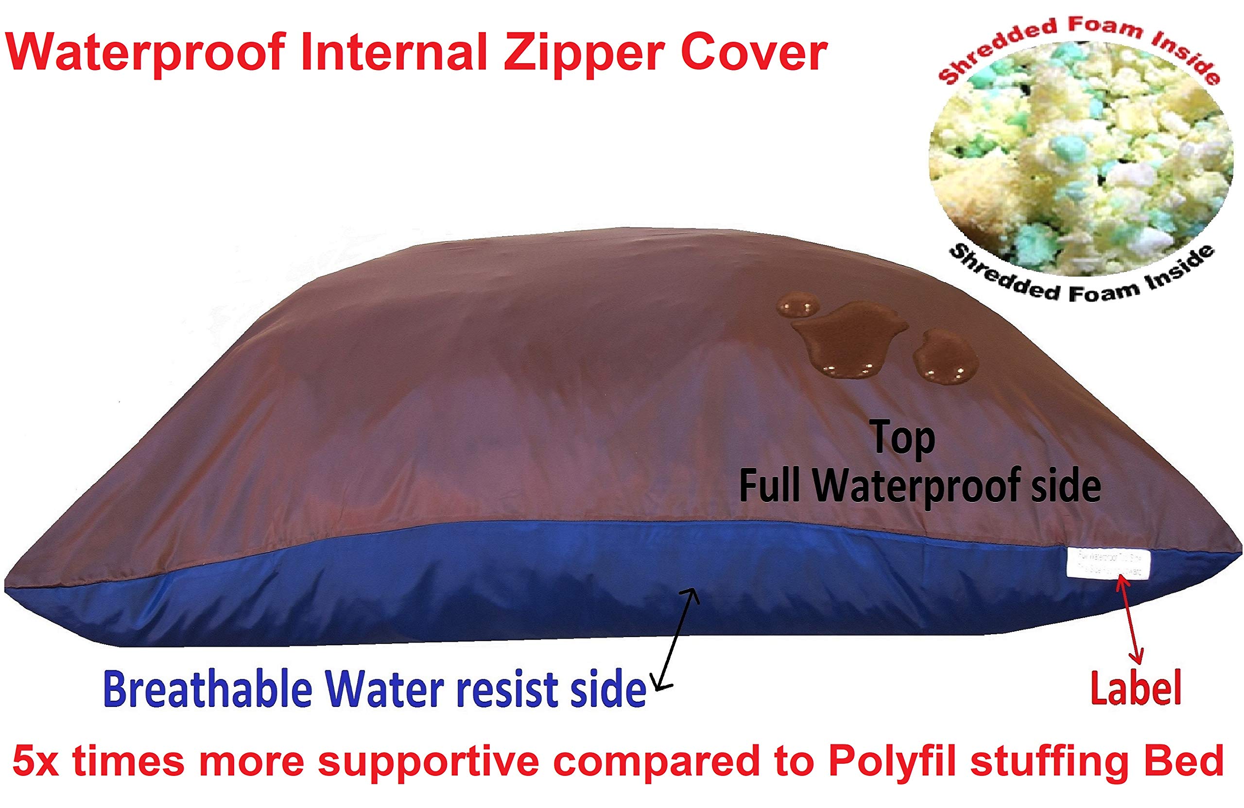 Dogbed4Less Large Memory Foam Dog Bed Pillow With Orthopedic Comfort, Waterproof Liner And Heavy Duty 1680 Nylon Cover 41X27 Inc